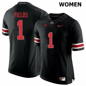 NCAA Ohio State Buckeyes Women's #1 Justin Fields Blackout Nike Football College Jersey GHW3545FH